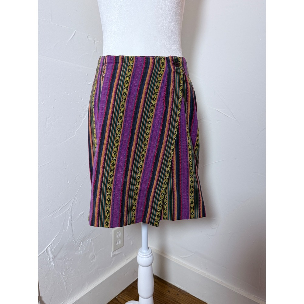 Basic Editions Multicolor Woven Stripe Geometric Mini Skirt Size S Boho